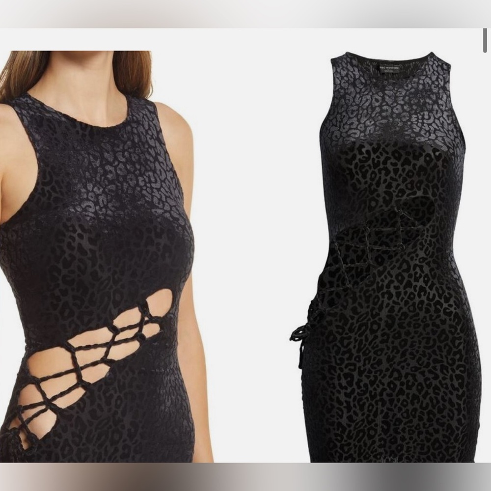 Naked Wardrobe Elegant Black Leopard Print Dress